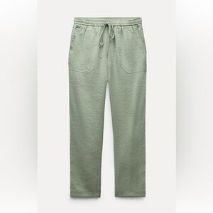 New Zara Flowy ankle jogger pants trousers / dark mint green  sz M light pants